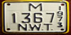 Northwest Territories 1973 Motorcycle License Plate