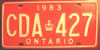 Ontario 1983 Diplomat License Plate