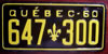 Québec 1960 License Plate