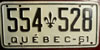 Québec 1961 License Plate