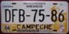 Campeche Mexico License Plate