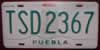Puebla Mexico License Plate