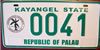 Kayangel  Republic of Palau License Plate