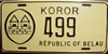 Koror Republic of Palau  License Plate