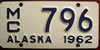 Alaska 1962 Motorcycle License Plate