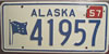 Alaska  1957 passenger car License Plate