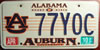 Alabama Auburn University License Plate