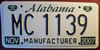 Alabama Manufacturer License Plate