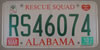 Alabama Rescue Squad License Plate