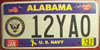 Alabama U.S. Navy License Plate