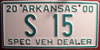 Arkansas Special Vehicle Dealer License Plate