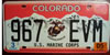 Colorado United States Marine Corps License Plate