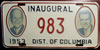 Washington D.C. 1953 Inaugural License Plate
