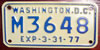 Washington D.C. 1977 Motorcycle License Plate