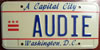 Washington D.C. AUDIE License Plate
