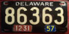 Delaware 1957 License Plate