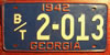 Georgia 1942 License Plate