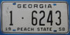 Georgia 1958 License Plate