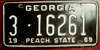 Georgia 1969 License Plate