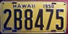 Hawaii 1950 License Plate
