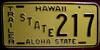 Hawaii State Trailer License Plate