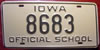 Iowa Official School White License Plate