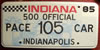 Indiana Indianapolis 500 Official Pace Car License Plate
