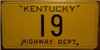 Kentucky Highway Department License Plate