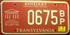 Kentucky Transylvania License Plate