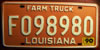 Louisiana Farm Truck License Plate