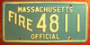 Massachusetts Fire Official License Plate