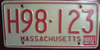 Massachusetts Red on White License Plate