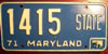 Maryland 1971 State License Plate