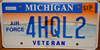 Michigan Air Force Veteran  License Plate