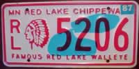 Minnesota Red Lake Chippewa Indian Tribe License Plate