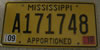 Mississippi Apportioned License Plate