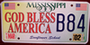 God Bless America Mississippi License Plate