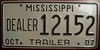 Mississippi Trailer Dealer License Plate