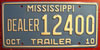 Mississippi Trailer Dealer License Plate