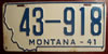 Montana 1941 License Plate