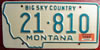 Montana 1969 License Plate