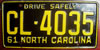 North Carolina 1961 License Plate
