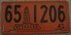 Nebraska 1941 License Plate