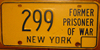 Ex/Former Prisoner of War (POW) New York License Plate
