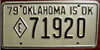 Oklahoma 1979 Tax Exempt Vehicle License Plate