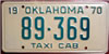 Oklahoma 1970 Taxi Cab License Plate
