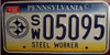 Pennsylvania  Steel Worker License Plate