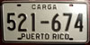 Puerto Rico Cargo Truck License Plate