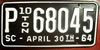 South Carolina 1964 10-Ton License Plate