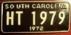 South Carolina 1972 Passenger License Plate